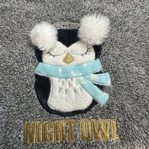 Secret Treasures Womens Grey Sherpa Pullover Night Owl Embroidery L/G 12-14 - Picture 5 of 5